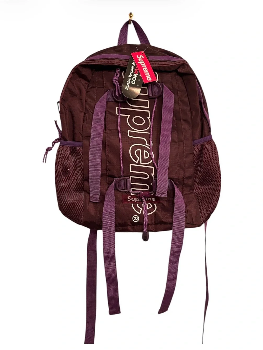 New Supreme Men's Backpack in Deep Purple with Violet Straps